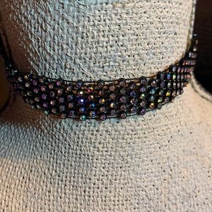 Rainbow rhinestone choker